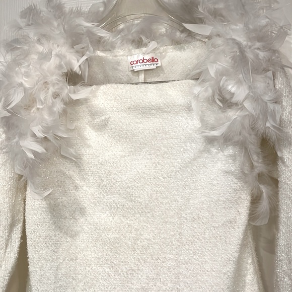 Carabella shimmering strapless dress & feather shrug. Large. Holiday dress - Picture 5 of 16